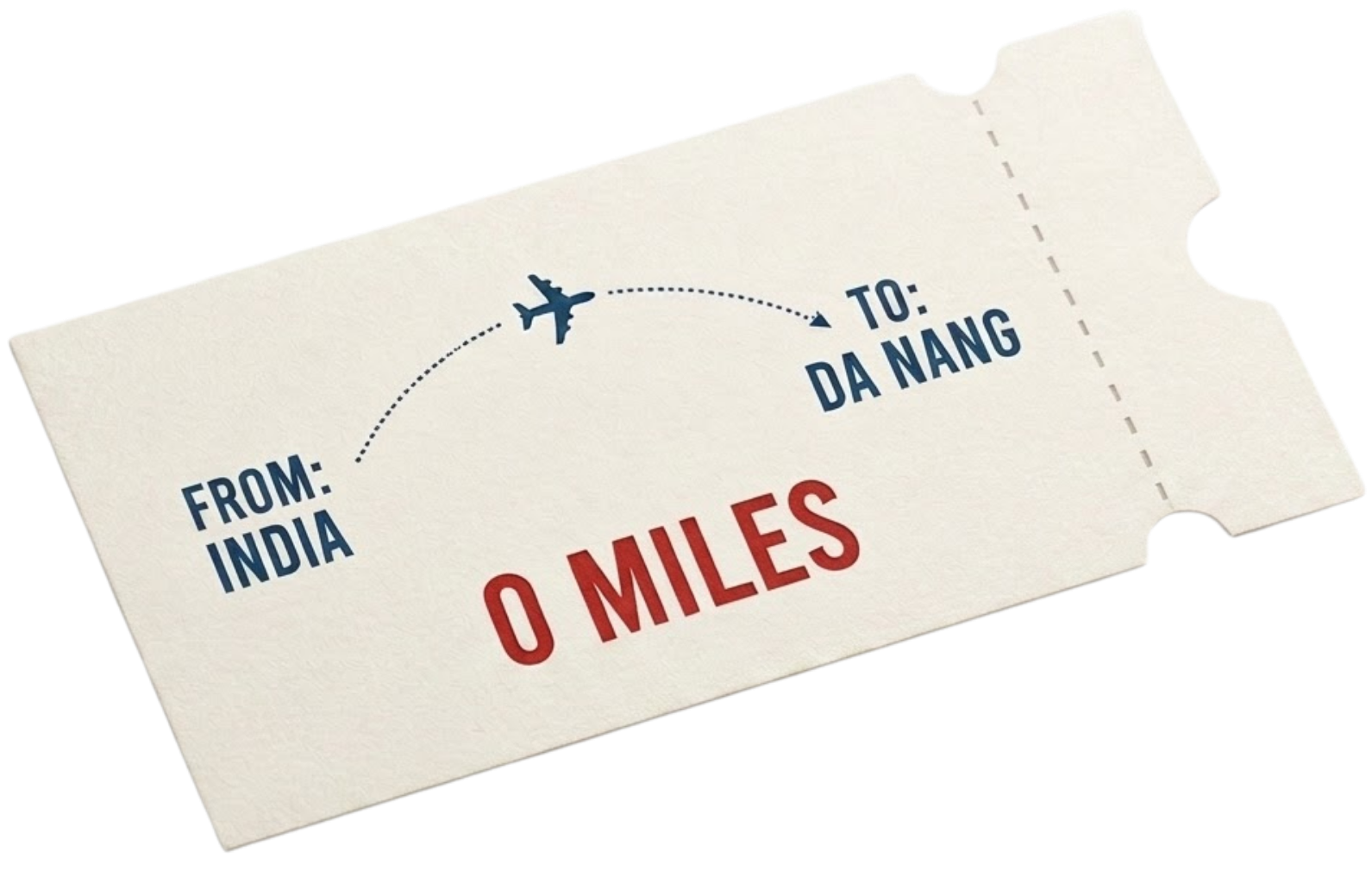 Flight ticket from India to Da Nang indicating 0 miles